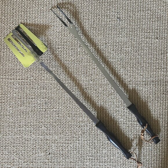 CUTCO BBQ Grill Tools Set 20" Long Spatula Fork 1706 1707 Classic Brown Swirl - Picture 3 of 5